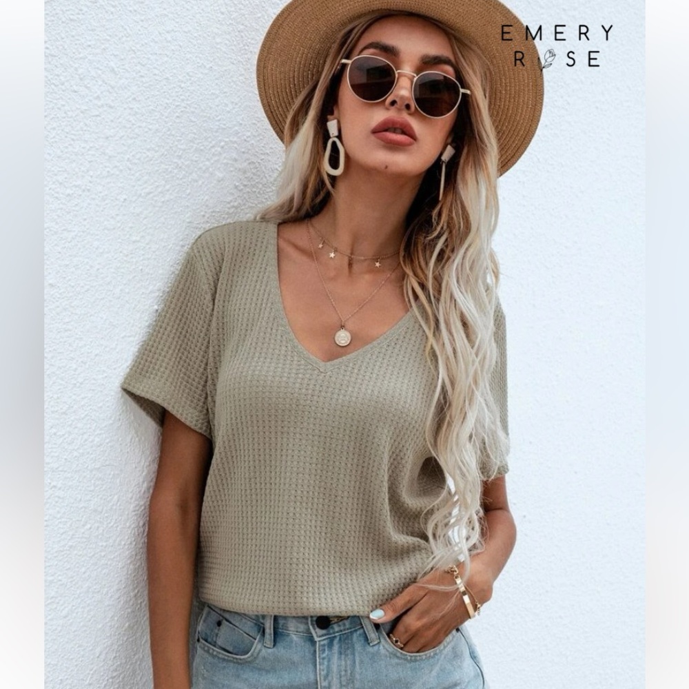 SKEIN EZwear Drop Shoulder Waffle Knit Tee